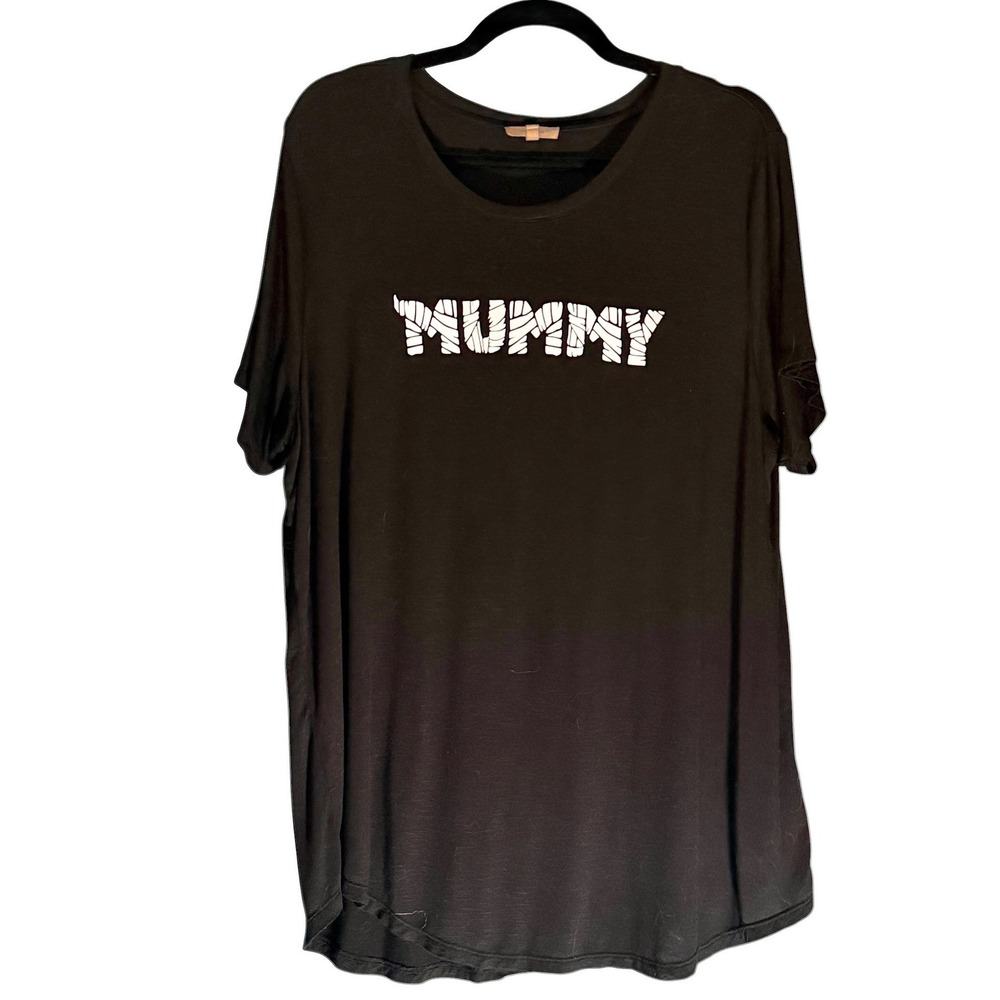 Maurices Womens XXL Mummy Halloween Graphic T Shirt Black Plus Size Stretch